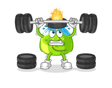 the laboratory spirit lamp lifting the barbell character. cartoon mascot vecto