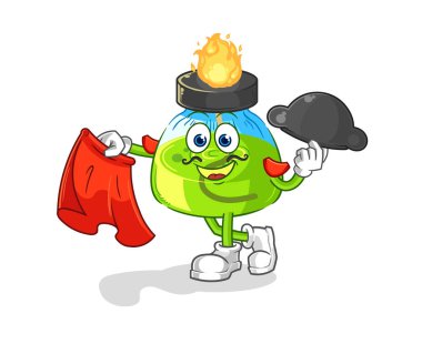 the laboratory spirit lamp matador with red cloth illustration. character vecto