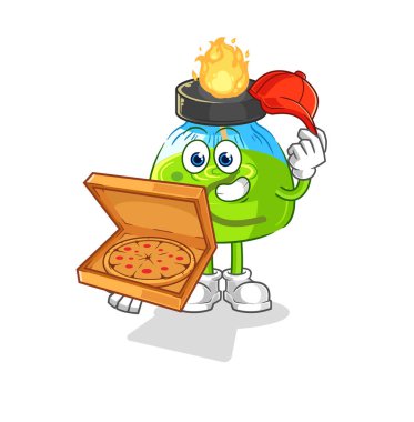 the laboratory spirit lamp pizza delivery boy vector. cartoon characte