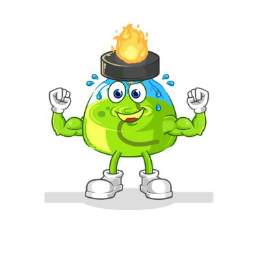 the laboratory spirit lamp muscular cartoon. cartoon mascot vecto