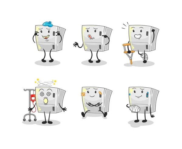 Fridge Sick Group Character Cartoon Mascot Vecto — Stock Vector
