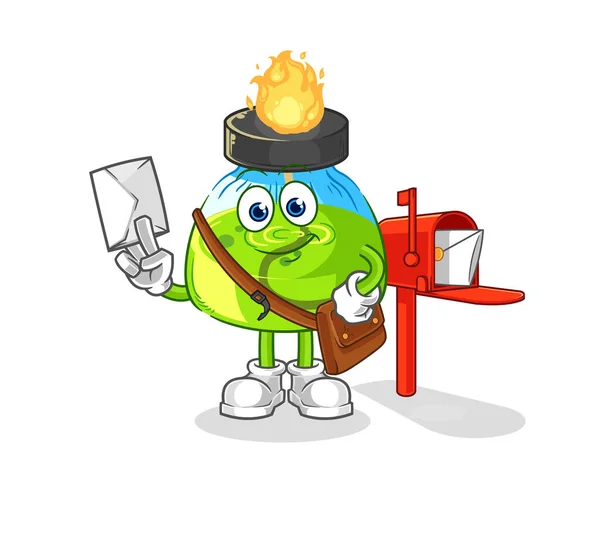 Laboratory Spirit Lamp Postman Vector Cartoon Characte — Vector de stock