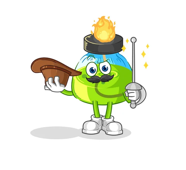 Laboratory Spirit Lamp Fencer Character Cartoon Mascot Vecto — Stock vektor