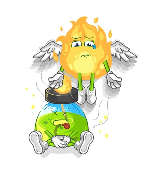 Laboratory Spirit Lamp Spirit Leaves Body Mascot Cartoon Vecto —  Vetores de Stock