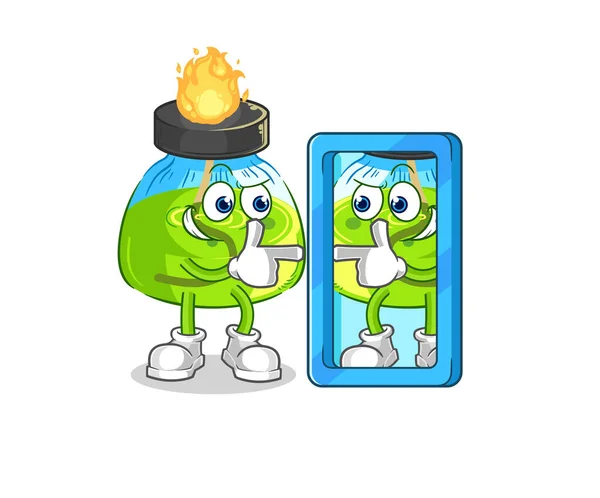 Laboratory Spirit Lamp Looking Mirror Cartoon Cartoon Mascot Vecto — Stock Vector