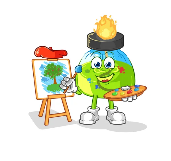 Laboratory Spirit Lamp Artist Mascot Cartoon Vecto — Vettoriale Stock