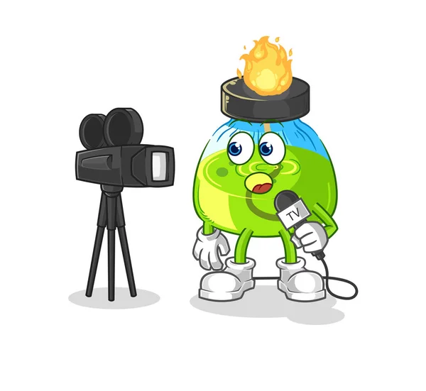 Laboratory Spirit Lamp Reporter Cartoon Cartoon Mascot Vecto — Archivo Imágenes Vectoriales