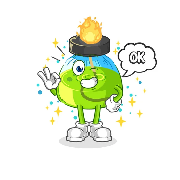 Laboratory Spirit Lamp Agree Mascot Cartoon Vecto — Stock Vector