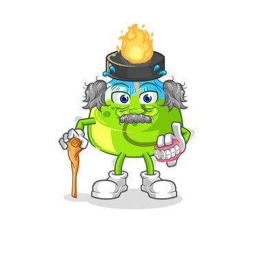 the laboratory spirit lamp white haired old man. character vecto