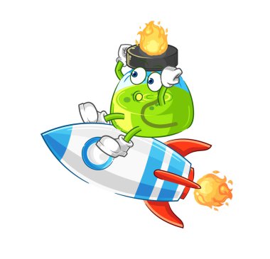 the laboratory spirit lamp ride a rocket cartoon mascot vecto