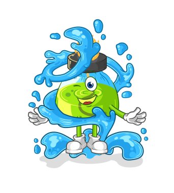 the laboratory spirit lamp fresh with water mascot. cartoon vecto