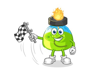 the laboratory spirit lamp hold finish flag. cartoon mascot vecto