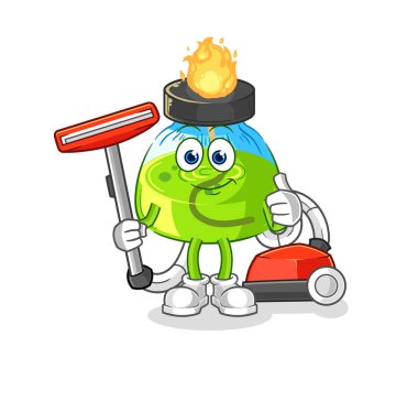 the laboratory spirit lamp clean with a vacuum . character vecto