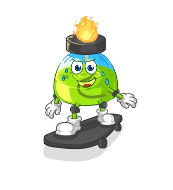 the laboratory spirit lamp riding skateboard cartoon character vecto