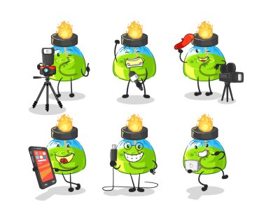 the laboratory spirit lamp technology group character. cartoon mascot vecto