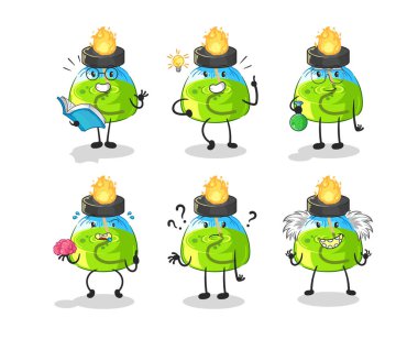 the laboratory spirit lamp thinking group character. cartoon mascot vecto