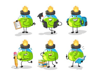 the laboratory spirit lamp education set character. cartoon mascot vecto