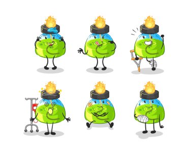 the laboratory spirit lamp sick group character. cartoon mascot vecto