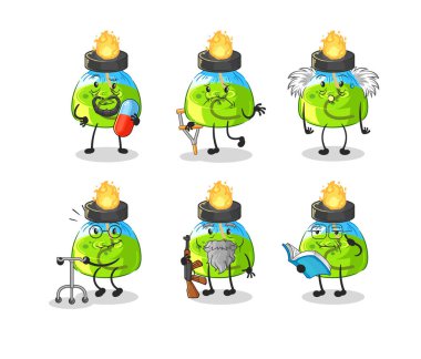 the laboratory spirit lamp elderly character. cartoon mascot vecto