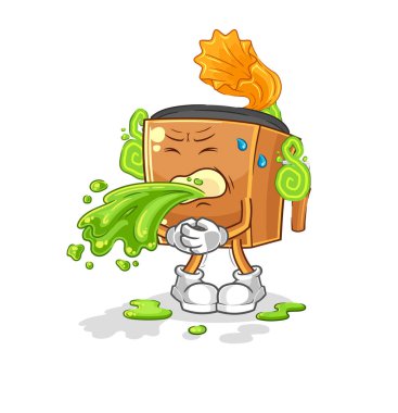 the record player throw up cartoon. cartoon mascot vecto