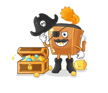 the record player pirate with treasure mascot. cartoon vecto