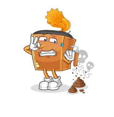 the record player with stinky waste illustration. character vecto