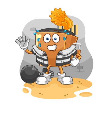 the record player criminal in jail. cartoon characte