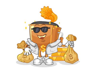 the record player rich character. cartoon mascot vecto