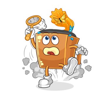 the record player catch butterfly illustration. character vecto