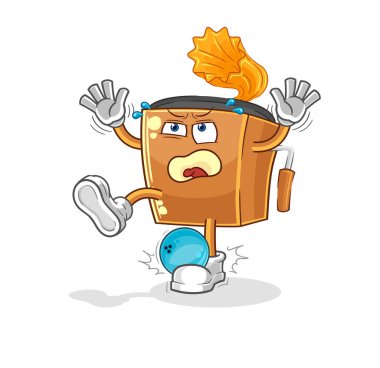 the record player hiten by bowling cartoon. cartoon mascot vecto