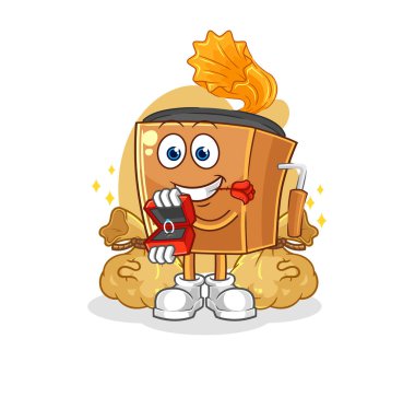 the record player propose with ring. cartoon mascot vecto
