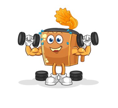 the record player weight training illustration. character vecto