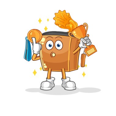 the record player winner with trophie. cartoon characte