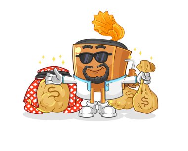 the record player rich arabian mascot. cartoon vecto