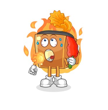 the record player eat hot chilie mascot. cartoon vecto