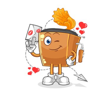 the record player hold love letter illustration. character vecto