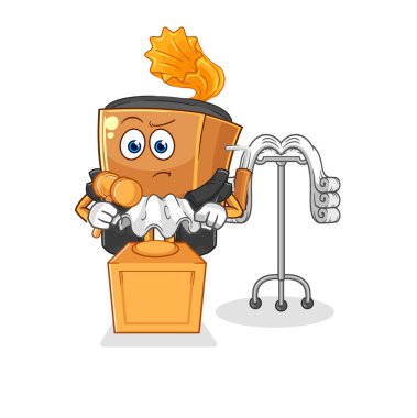 the record player judge holds gavel. character vecto