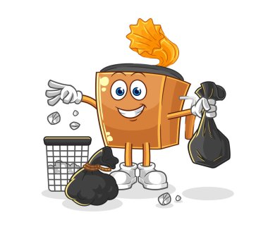 the record player Throw garbage mascot. cartoon vecto