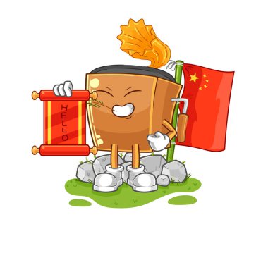 the record player chinese cartoon. cartoon mascot vecto