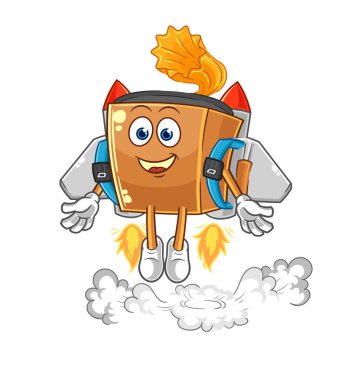 the record player with jetpack mascot. cartoon vecto