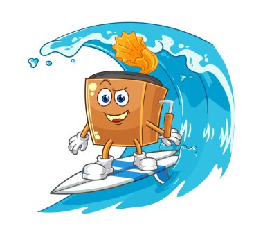 the record player surfing character. cartoon mascot vecto