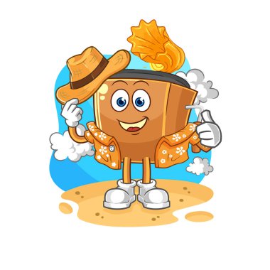 the record player go on vacation. cartoon mascot vecto