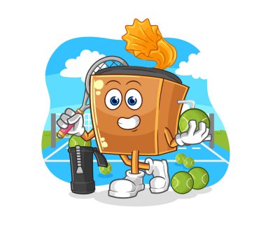 the record player plays tennis illustration. character vecto