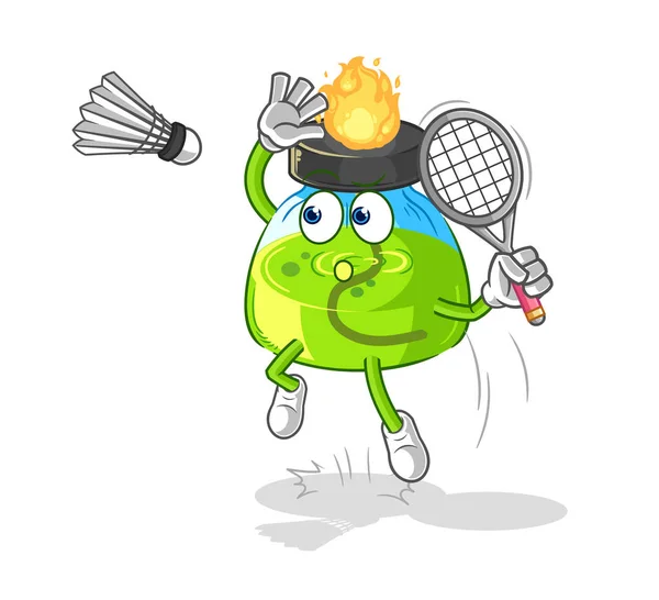 the laboratory spirit lamp smash at badminton cartoon. cartoon mascot vecto