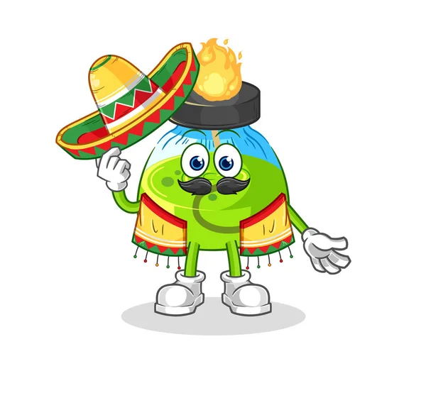 Laboratorium Spirit Lamp Mexicaanse Cultuur Vlag Tekenfilm Mascotte Vecto — Stockvector