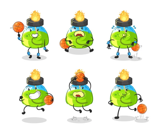 Laboratory Spirit Lamp Basketball Player Group Character Mascot Vecto — Archivo Imágenes Vectoriales