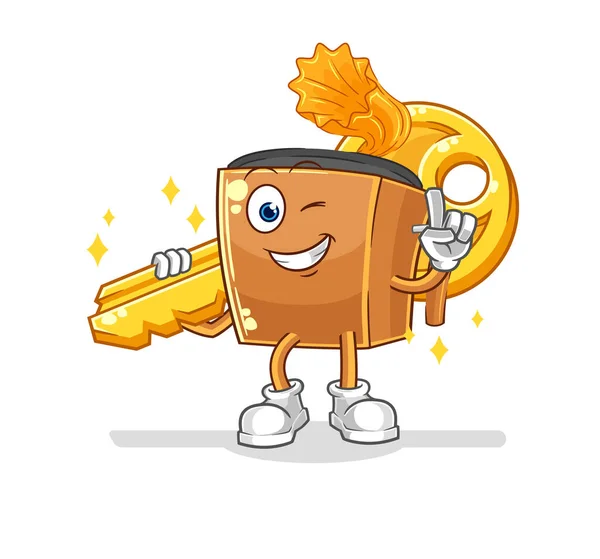 Record Player Carry Key Mascot Cartoon Vecto — Archivo Imágenes Vectoriales