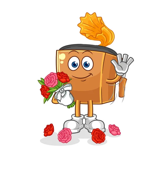Record Player Bouquet Mascot Cartoon Vecto — Stock Vector