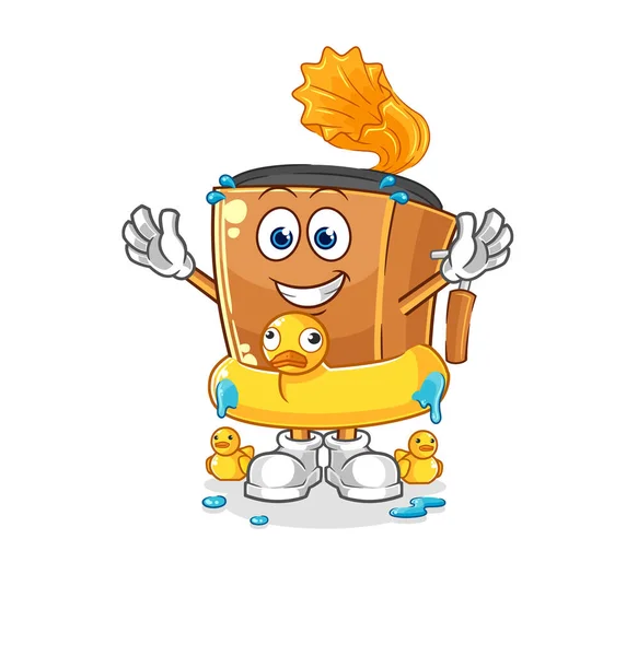Record Player Duck Buoy Cartoon Cartoon Mascot Vecto — Vector de stock