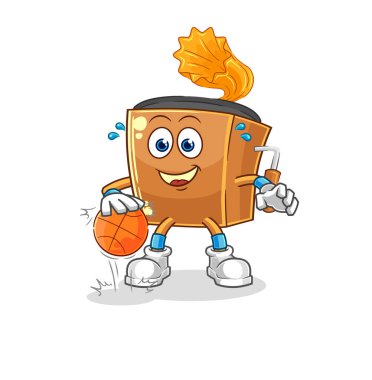 the record player dribble basketball character. cartoon mascot vecto